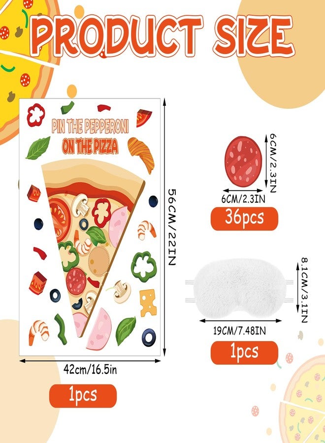 Mooliwe 38 Pcs Pizza Party Games Pin The Pepperoni on The Pizza Game Poster Stickers with Blindfolds Party Favor and Decoration for Boys and Girls Theme Birthday Party School Supplies - Image 2